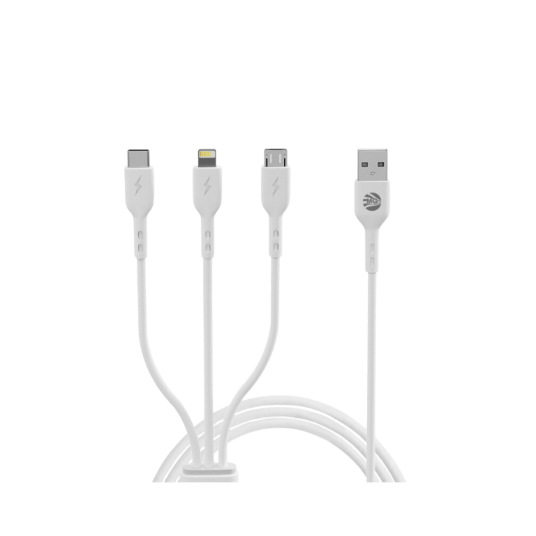 MG -  Oplaadkabel 3 in 1 Wit - Lightning/USB-C/MicroUSB - Geschikt voor iPhone, iPad en Android appa