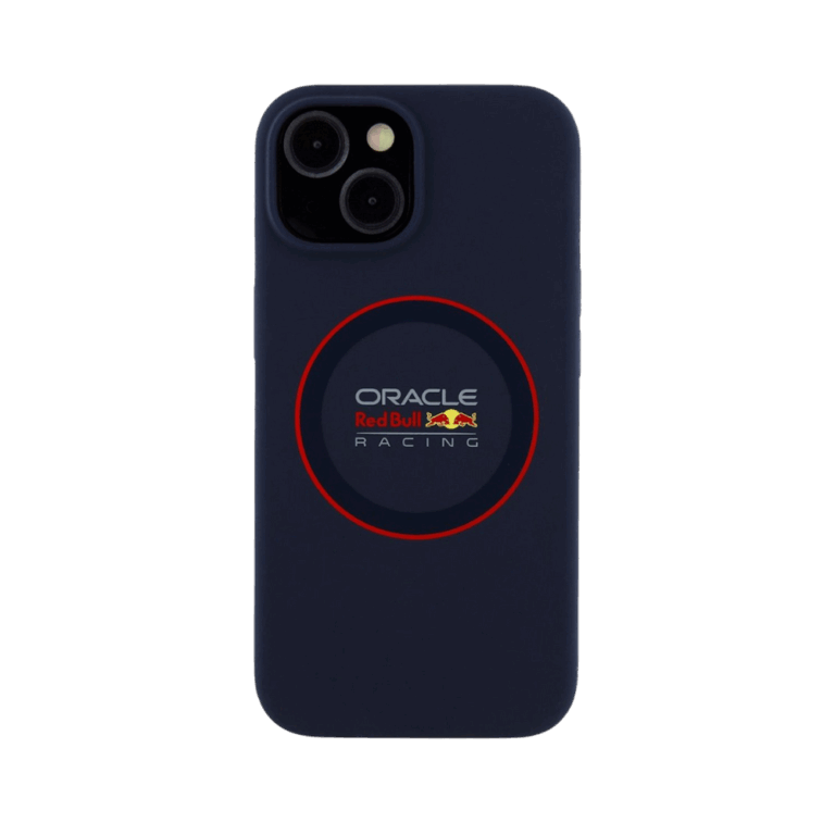 Red Bull Racing Silicone Red Ring Back Cover hoesje met MagSafe voor Apple iPhone 15 - Donkerblauw