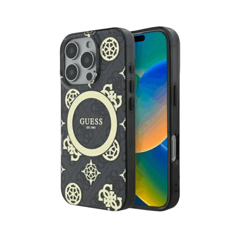 Guess 4G Peony MagSafe Case for iPhone 16 Pro Max Black