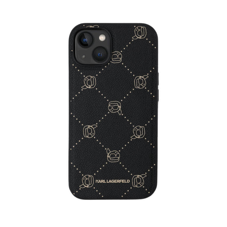 Karl Lagerfeld Backcase hoesje geschikt voor iPhone 15 - Effen Zwart - Kunstleer