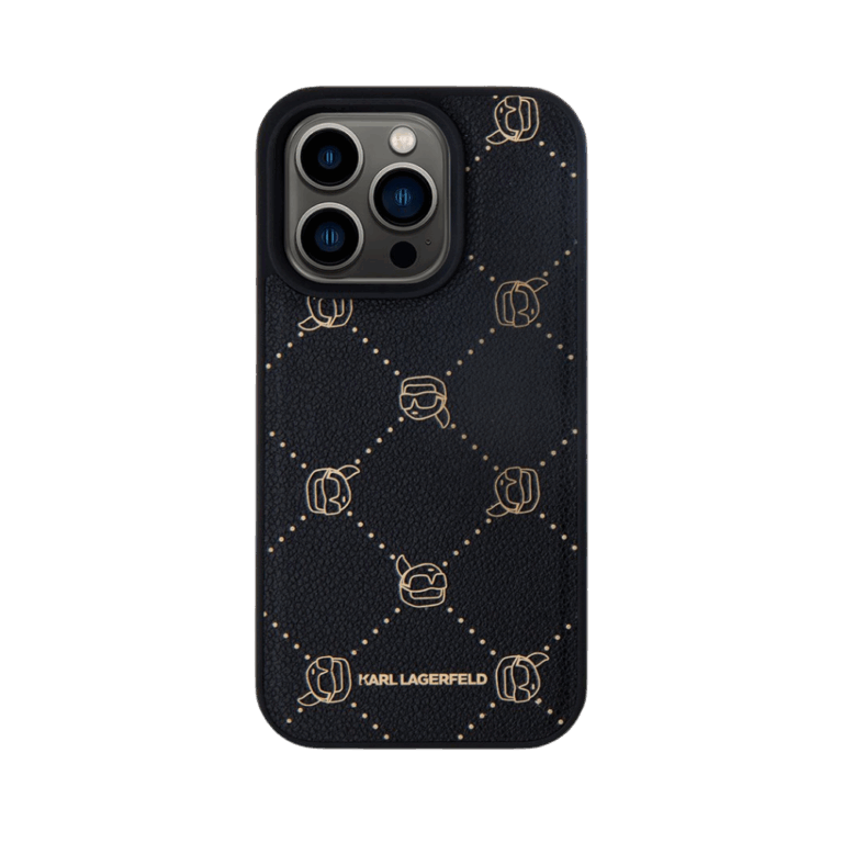 Karl Lagerfeld Backcase hoesje geschikt voor iPhone 15 Pro Max - Effen Zwart - Kunstleer