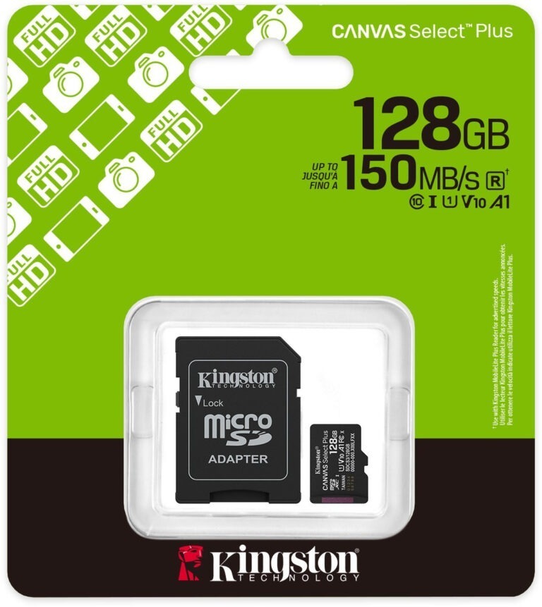 Kingston Canvas Select ´´Plus 128GB - 150MB/S - kaart+adapter