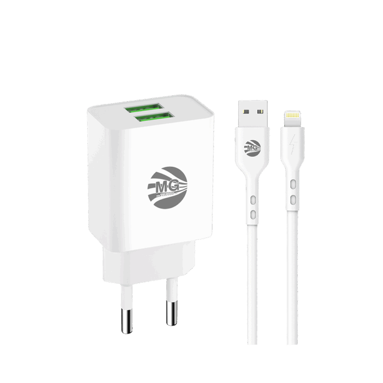 MG - Pin 8 - GaN Technologie - 2,4A - Super Fast Charging - Wit - 2 Poort Type C - Met Kabel