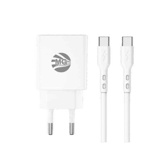 MG - USB-C - 20 Watt - Snel lader Met Kabel - Poort Type C Met 1m Kabel Type-C to Type-C - Wit