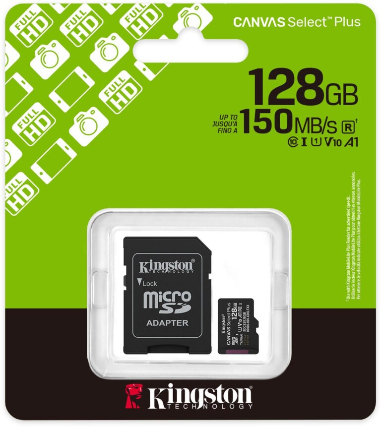 Kingston Canvas Select ´´Plus 128GB - 150MB/S - kaart+adapter