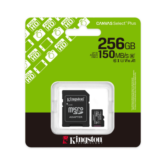 Kingston Canvas Select Plus 150MB/s - 256GB - kaart en adapter