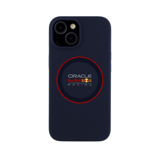 Red Bull Racing Silicone Red Ring Back Cover hoesje met MagSafe vooriPhone 15 Pro Donkerbla
