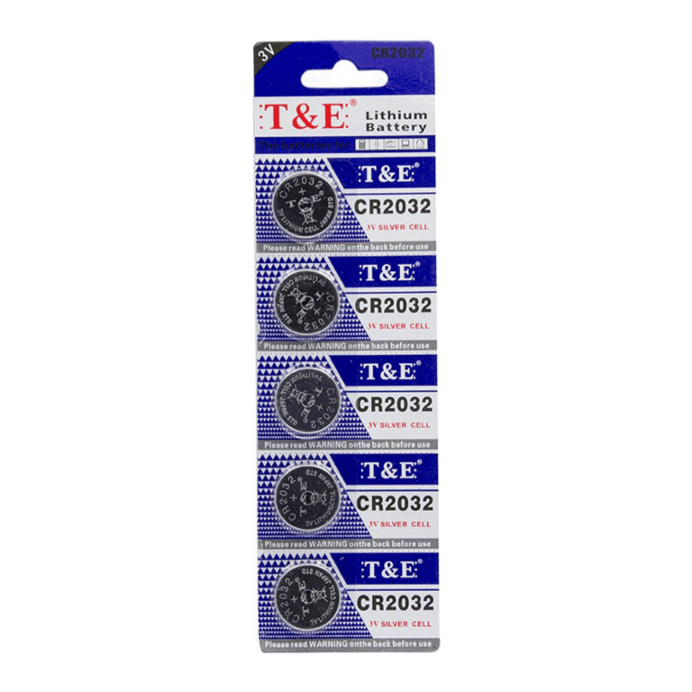 T&E CR2032 -  Lithium Knoopcel  Batterijen - Strip  - 5 Stuks