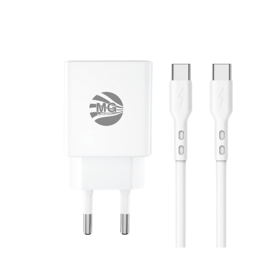 MG - USB-C - 20 Watt - Snel lader Met Kabel - Poort Type C Met 1m Kabel Type-C to Type-C - Wit
