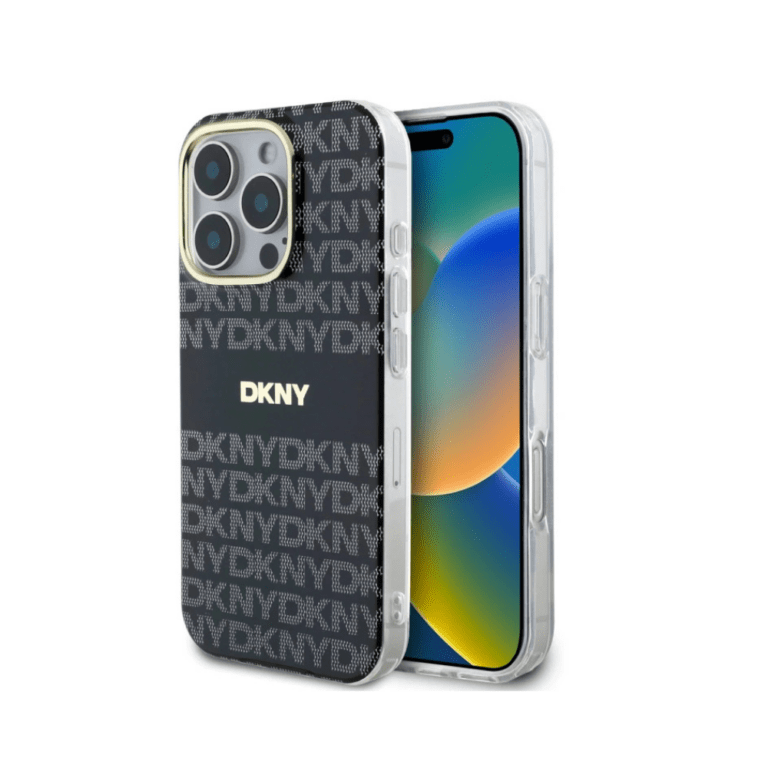 DKNY iPhone 16 Pro Repeat Pattern - Tonal Stripe - PC/TPU MagSafe Case - Black