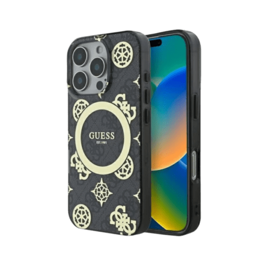 Guess 4G Peony MagSafe Case for iPhone 16 Pro Max Black