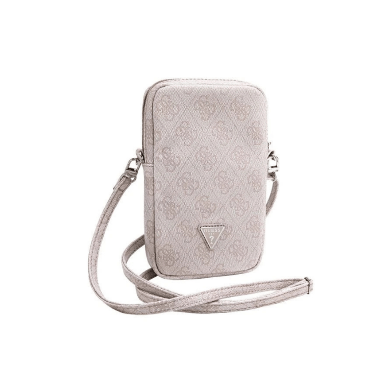 Guess Triangle Logo - 7 Inch PU Leather - Zipper Wallet Phone Bag - Pink