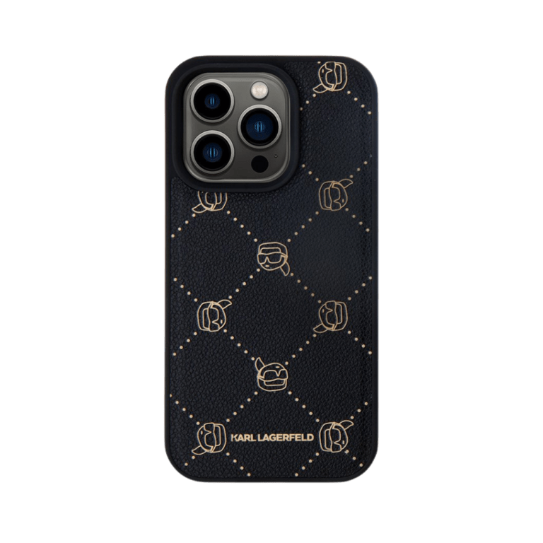 Karl Lagerfeld Backcase hoesje geschikt voor iPhone 15 Pro Max - Effen Zwart - Kunstleer