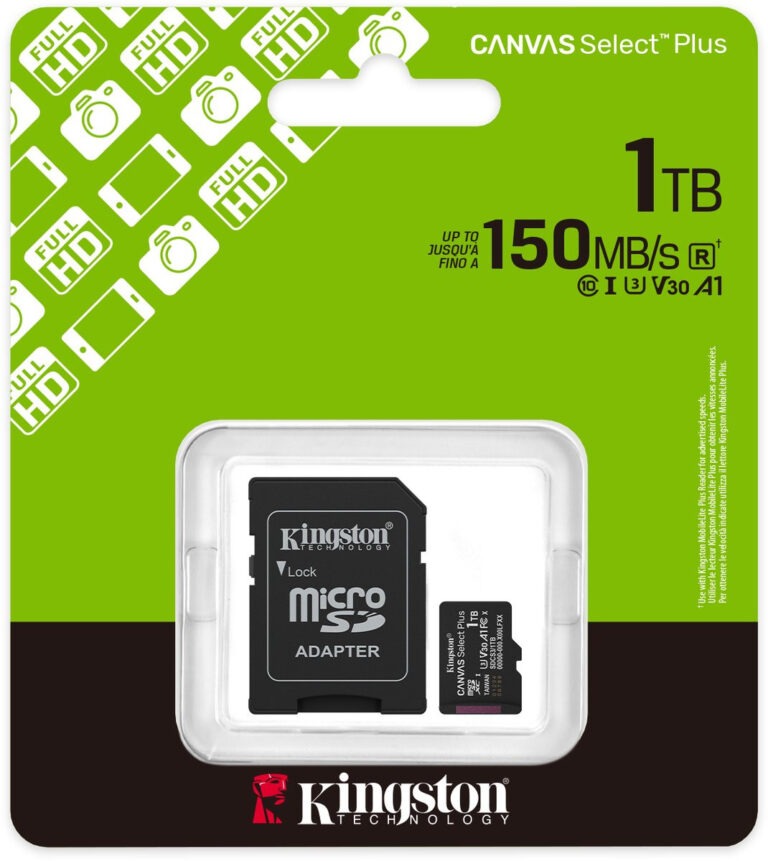 Kingston Canvas Select SDCS3/1TB´´Plus microSDXC - 150MB/S - kaart+adapter