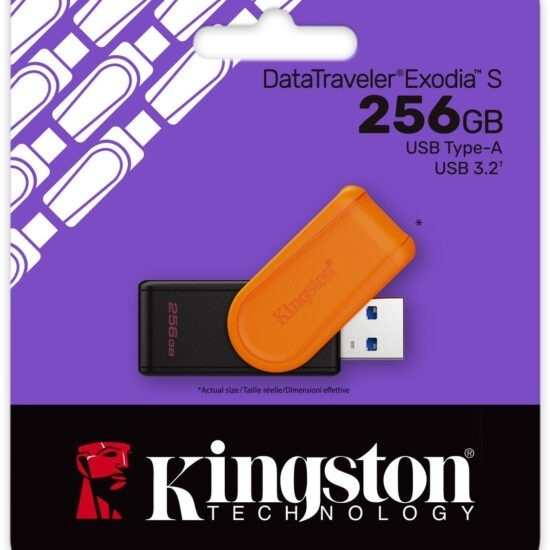 Kingston DTXS/256GB DataTraveler Exodia S - Type-A - USB 3.2 - 256GB - Black/Orange