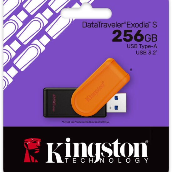 Kingston DTXS/256GB DataTraveler Exodia S - Type-A - USB 3.2 - 256GB - Black/Orange