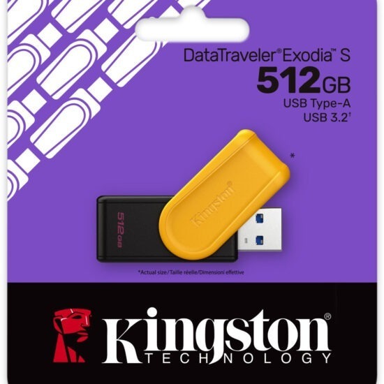 Kingston DTXS/512GB - DataTraveler Exodia S - Type-A - USB 3.2 - 512GB - Black/Yellow