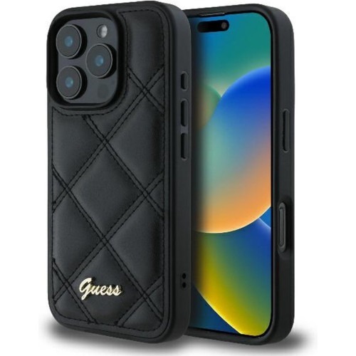 GUESS - iPhone 16 Pro - Phone Case - Black - Leer