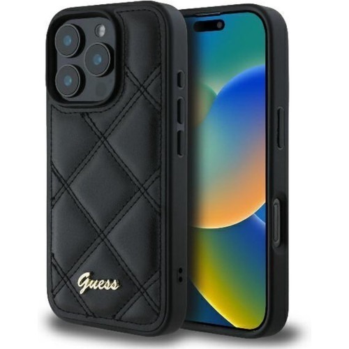 GUESS - iPhone 16 Pro - Phone Case - Black - Leer
