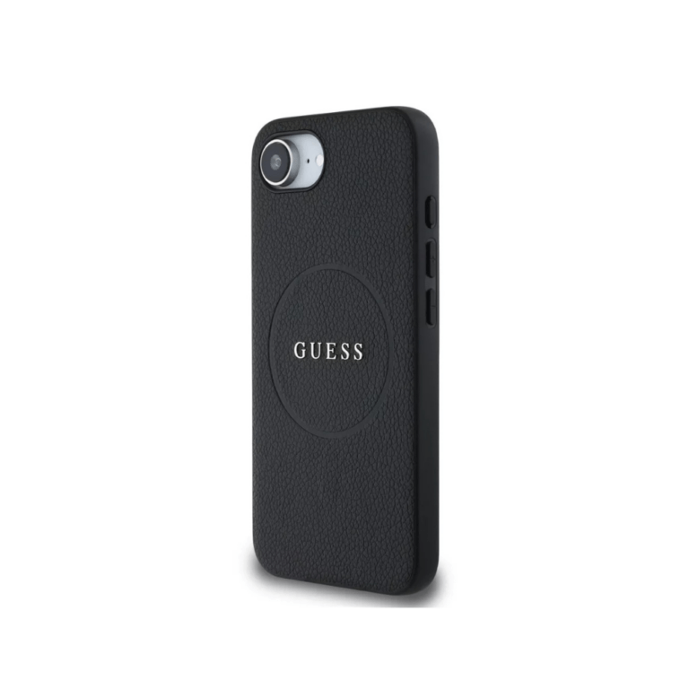 Guess iPhone 16/17e MagSafe Case - PU Grained Classic Logo - Black