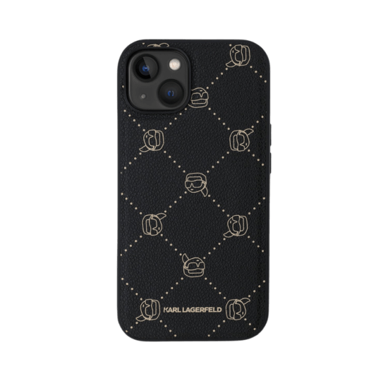 Karl Lagerfeld Backcase hoesje geschikt voor iPhone 15 - Effen Zwart - Kunstleer