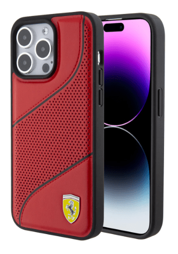 Ferrari Case - iPhone 15 Pro Max - PU Perforated Line - Red