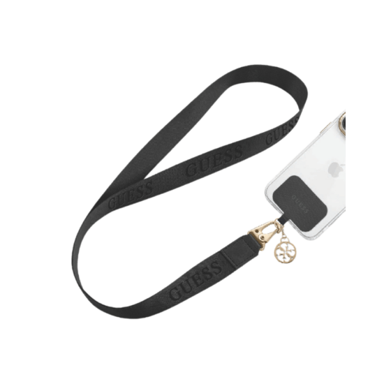 Guess Crossbody Phone Strap - Nylon 4G Charm - Black