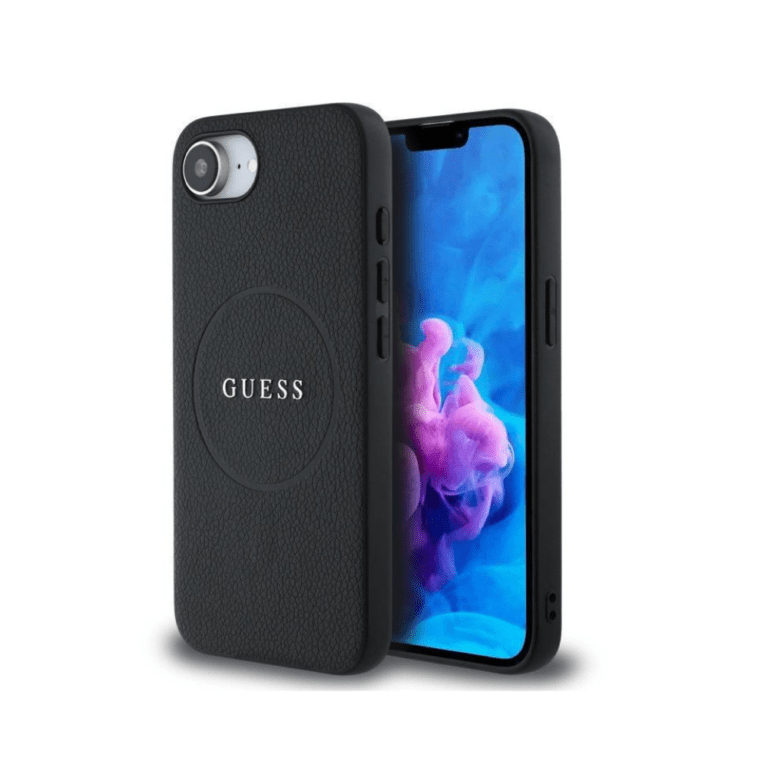 Guess iPhone 16/17e MagSafe Case - PU Grained Classic Logo - Black