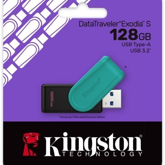 Kingston DTXS/128GB - DataTraveler Exodia S - Type-A - USB 3.2 - 128GB - Black/Turquoise