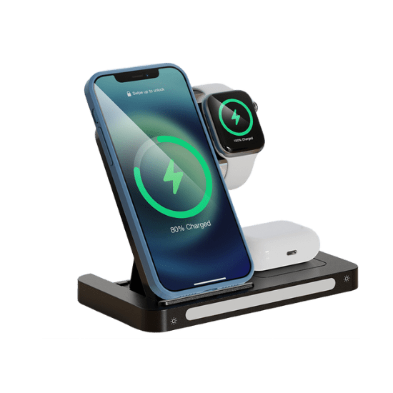 MG WL19 - 3-1 Draadloze Oplader met LED Verlichting - 15W - Wireless Charger - Geschikt voor iPhone 12