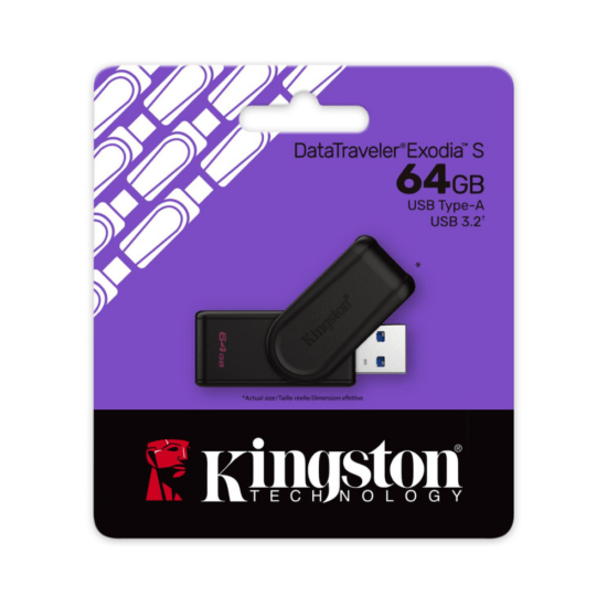 Kingston DTXS/64GB DataTraveler Exodia S - Type-A - USB 3.2 - 64GB - Black (Als Nieuw)