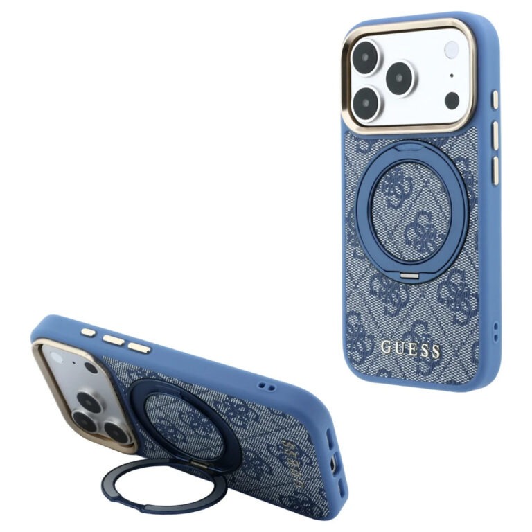 Guess 4G Ring Stand  MagSafe Hoesje - voor iPhone 18 Pro / 17 Pro - Blauw
