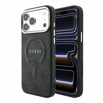 Guess PU Leather 4G Gold Frame  -  Embossed MagSafe - Case for iPhone 18 Pro Max  - Black