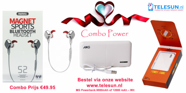 Combo Power  In ear Koptelefoon + MG Powerbank - 6000 mAh of 12000 mAh - Voor Slechts 49,95