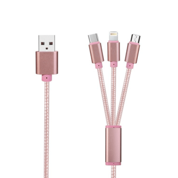 3 in 1 universal data kabel Quick Charge & Data Roze