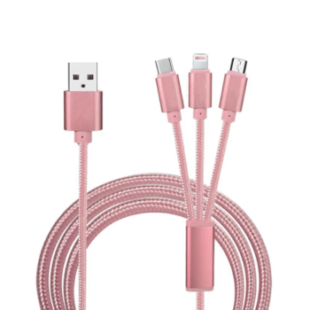 3 in 1 universal data kabel Quick Charge & Data Roze