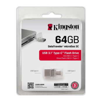 Kingston DataTraveler Microduo 3C -64GB – USB stick 3.1 / Type C – Flash Drive