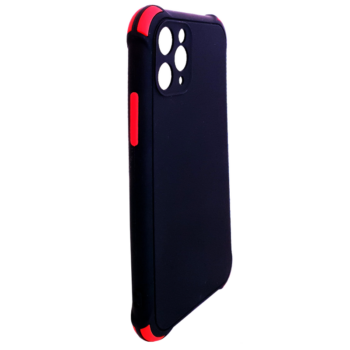 Apple iPhone 12 Pro - Siliconen backcover met rode accenten – Zwart