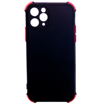 Apple iPhone 12 Pro - Siliconen backcover met rode accenten – Zwart