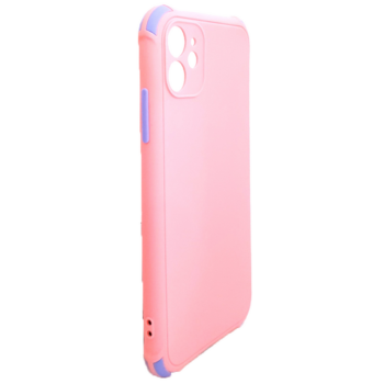 Apple iPhone 12 Pro - Siliconen backcover met paarse accenten – Roze