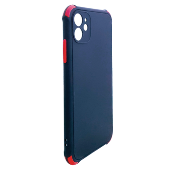 Apple iPhone 12 - Siliconen backcover met rode accenten – Zwart