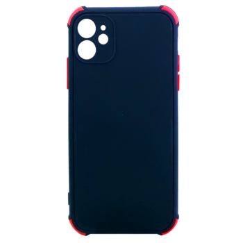 Apple iPhone 12 - Siliconen backcover met rode accenten – Zwart