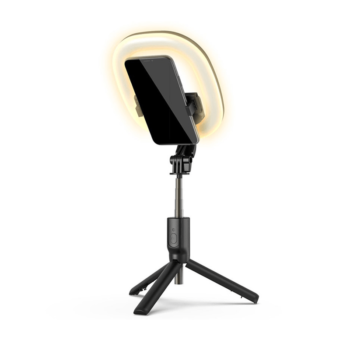 Multifunctionele Selfie Stick R10 met LED-lampje, statief en Bluetooth-afstandsbediening – Tiktok - Wit