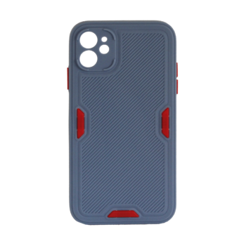 iPhone 12 - Siliconen Backcover met rode accenten – Licht blauw