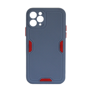 iPhone 11 Pro Max - Siliconen Backcover met rode accenten – Licht blauw