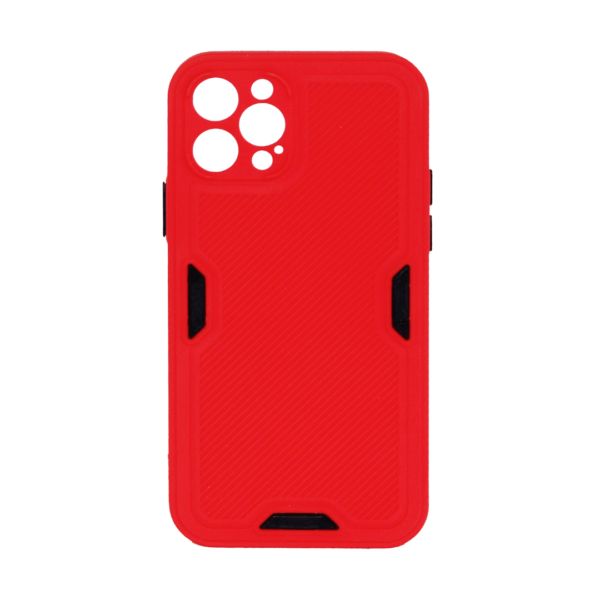 iPhone 12 Pro - Siliconen Backcover met zwarte accenten – Rood