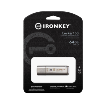 Kingston IronKey Locker+ 50 USB - 64GB - Flash Drive